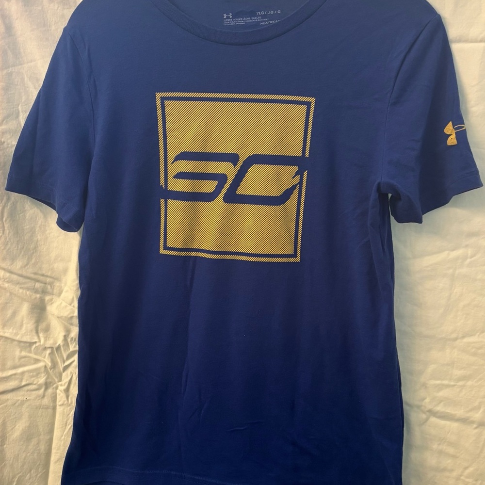 Under Armour Boy’s Blue Tee with Steph Curry Gold Logo(SC/30)